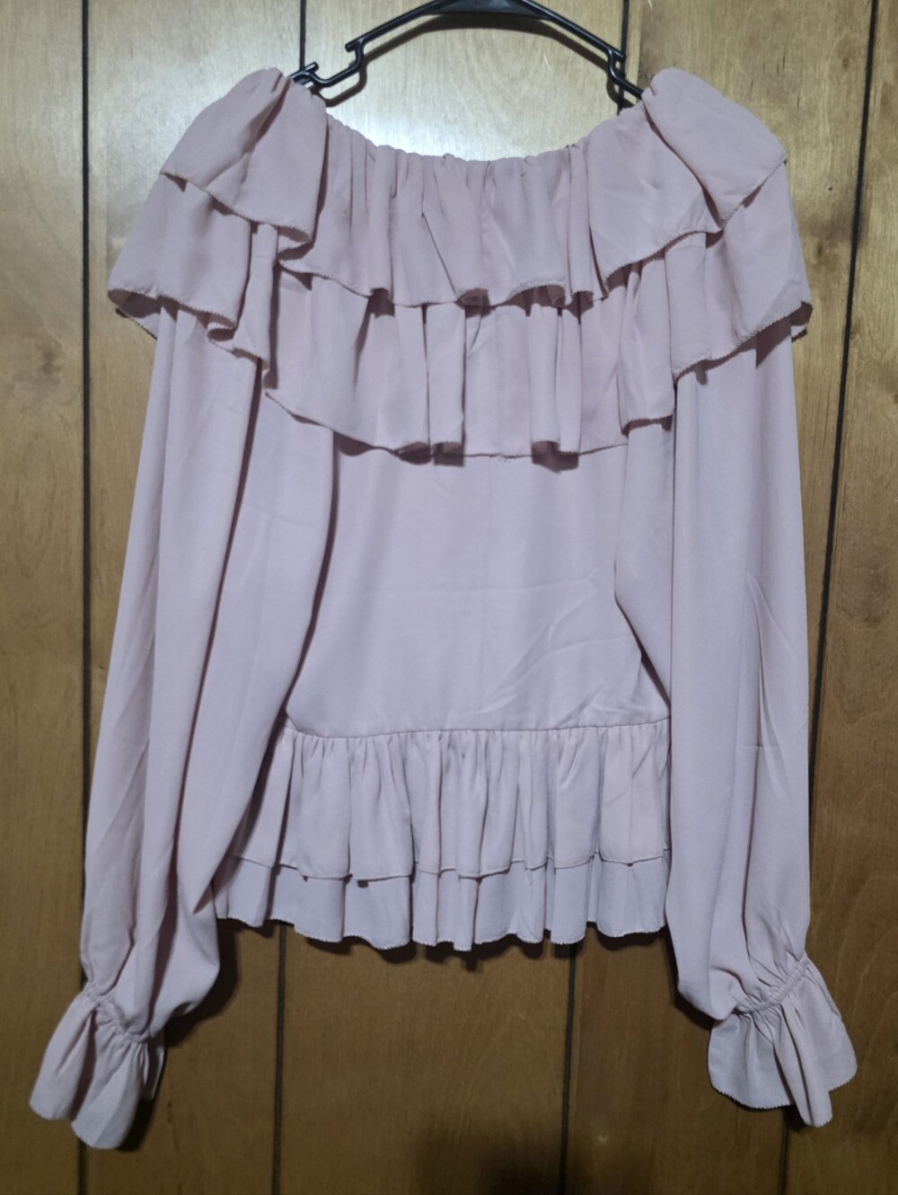 Torn by Ronny Kobo Dusty Rose Ruffled V-Neck Blouse-Size Small - Picture 4 of 6